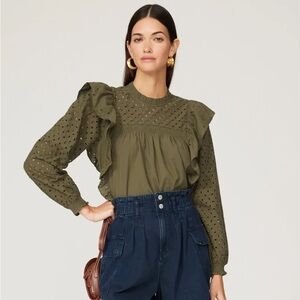 NEW MAJE Olive Green Ruffled Women's Top